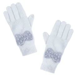Disney Knit Gloves For Women - Minnie Mouse With Bow - White
