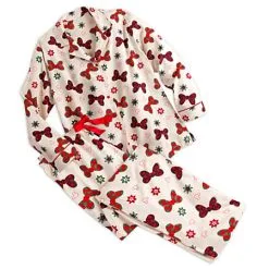 Disney Pajama Set For Women - Holiday Minnie Mouse Bow - Flannel