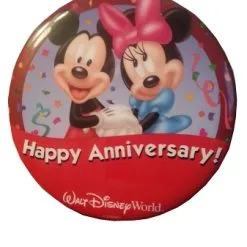 Disney Souvenir Button - Happy Anniversary - Mickey And Minnie Mouse