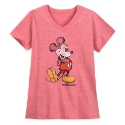 Disney Shirt For Women - Classic Mickey Mouse V-Neck - Red