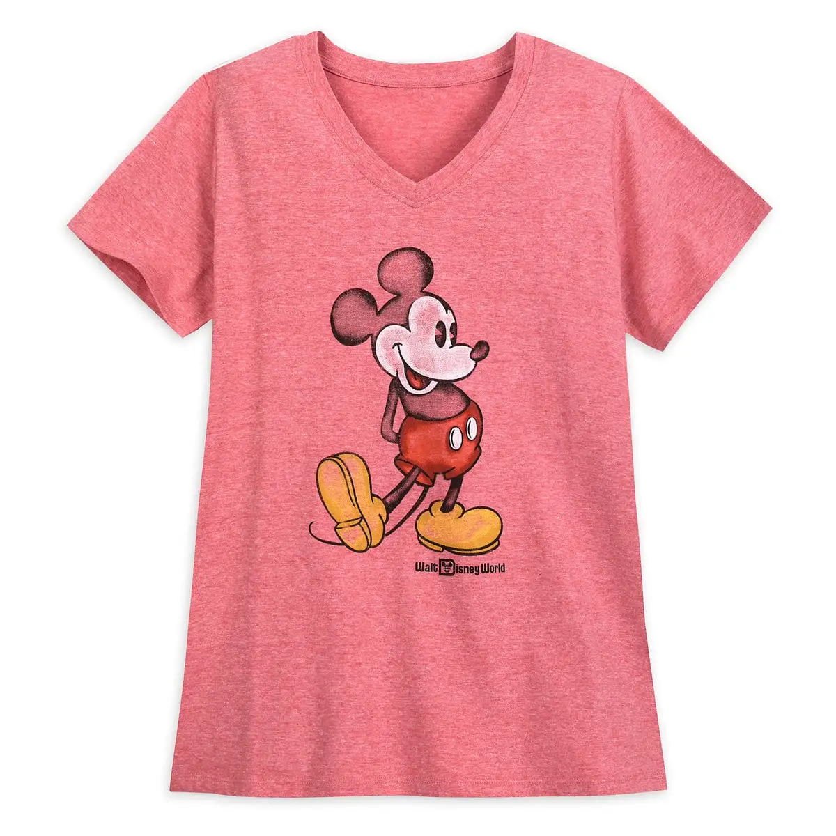 Disney Shirt For Women - Classic Mickey Mouse V-Neck - Red 1 Disney Shirt For Women - Classic Mickey Mouse V-Neck - Red