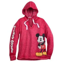 Disney Pullover For Women - Classic Mickey Mouse Hooded Top - Red