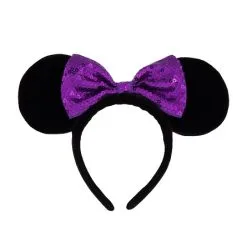 Disney Ears Headband Hat - Minnie Sequin Bow With Plush Ears - Purple