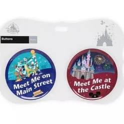 Disney Souvenir Button Set - Main Street U.S.A And Fantasyland Castle
