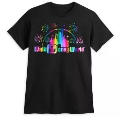 Disney Adult Shirt - Walt Disney World Logo Rainbow Foil - Black
