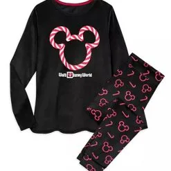 Disney Pajama Set For Women - Holiday Mickey Mouse Peppermint - Velour