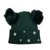 Disney Knit Hat - Minnie Pom Poms - Mickey & Snowflakes - Green