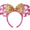 Disney Ears Headband - Minnie Mouse Sequined - Hot Pink & Gold
