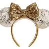 Disney Ears Headband - 50th Anniversary - Gold & White - Light Up