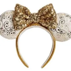 Disney Ears Headband - 50th Anniversary - Gold & White - Light Up