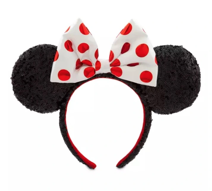 Disney Ears Headband - Minnie Mouse Sequined - Red & White 1 Disney Ears Headband - Minnie Mouse Sequined - Red & White