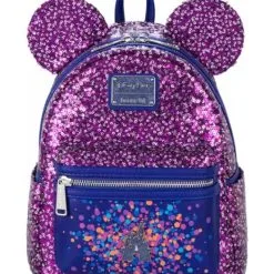 Disney Loungefly Backpack - Fantasyland Castle Sequin - Purple & Silver